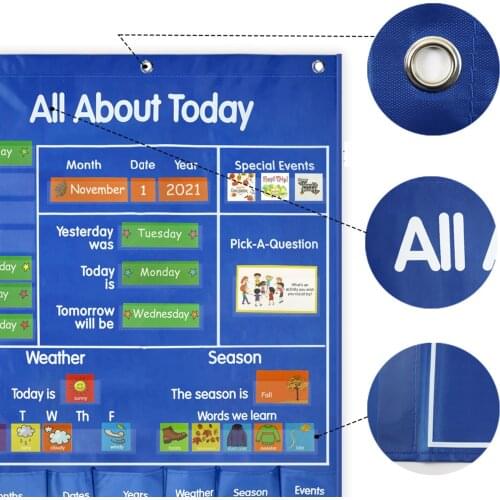 Creative Calendar Hanging Bag Learning Toy Pocket Chart Weather Year Meaningful Events Teaching Aid Kindergarten for Children