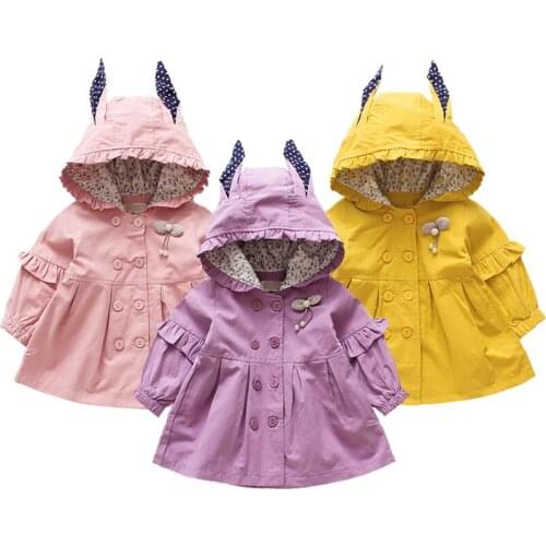 1-5 Years Toddler Girl Clothes Spring Autumn Fashion Kids Jacket Windbreaker Cute Bow Princess Baby Coat Hooded Children Outwear