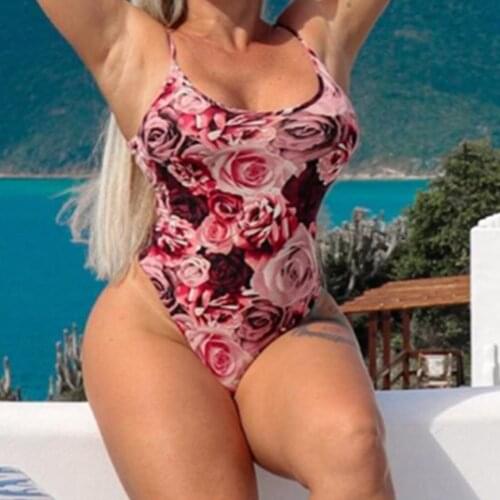 Beach summer womens swimsuit bathing hot spring swimsuit womens sexy off shoulder hollow out printing one piece beach bikini s