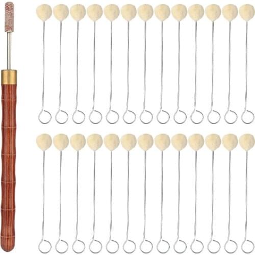 LMDZ 101 Pcs Leather Edge Oil Painting Pen Edge Dye Edge Paint Roller Pen Leather Dyeing Wool Ball Brush Leather Craft Tool