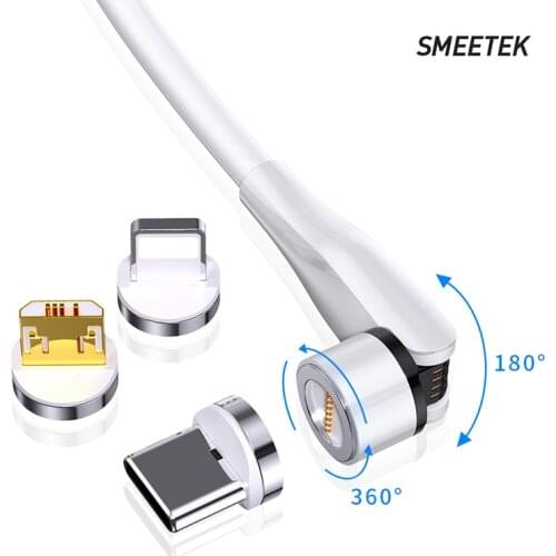 540°rotating magnetic data cable elbow charging cable 3A super fast charging strong magnetic charging tip