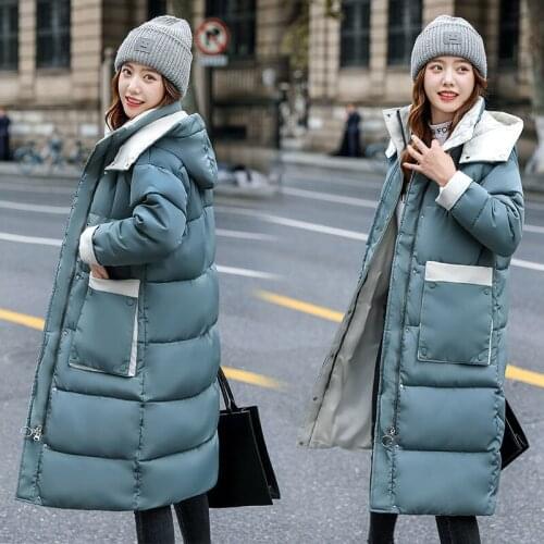 Fashion 2021 Winter Hooded Jacket Warm Thicken Cotton padded Women Coat Casual Loose Long Outerwear Snow Windproof Parka Female
