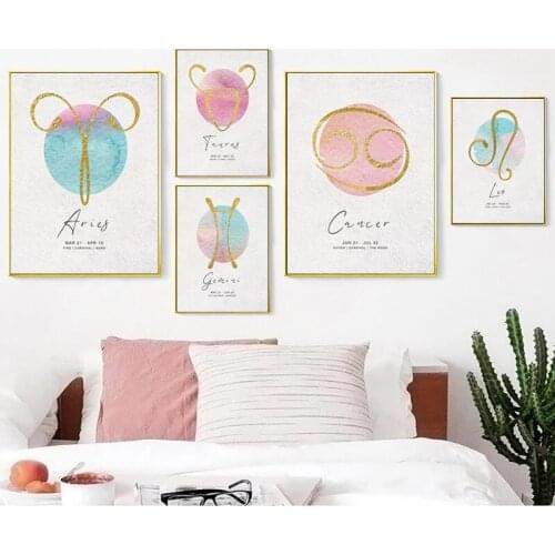 Nursery Twelve Constellation Wall Art Poster Print Nordic Colorful Canvas Painting Decorative Picture For Kid Room Home Decor