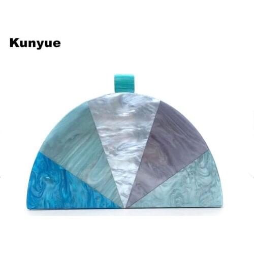 New Stylish Purses Women Small Flap Handbags Semi-Circle Oval Acrylic Evening Bag Sac Ladies CHIC Party Prom Chains Clutch Purse