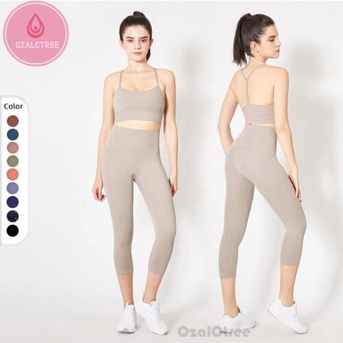OzalCtree 2pcs Yoga Suit Athleisure Gym Wear Fitness Jogging Sportswear High Elastic Yoga Sport Sets