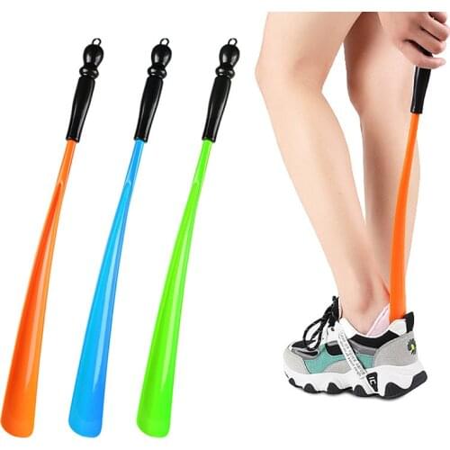 Plastic Extra Long Shoehorn Lazy Shoe Helper Long Handle Shoes Lifter Pull Shoehorn Slip Handle Long Shoehorn Random Color