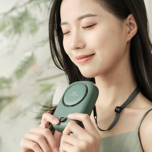 Hanging Neck Fan Personal Necklace Air Cooler Rechargeable Mini USB Fan No Curly Hair Power Display for Home Office