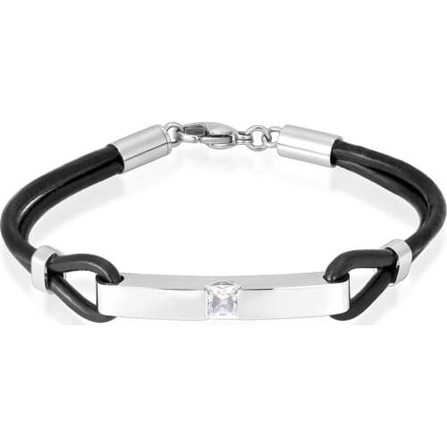 Crystal Cremation Jewelry Bracelet for Ashes Stainless Steel Keepsake Cremation Bracelet for Ashes Genuine Leather