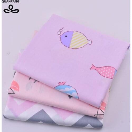 QUANFANG Printed Twill Cotton Fabric For Patchwork Cloth,DIY Sewing Quilting Fat Quarters Material For Baby&Child 40cmx50cmQUAN