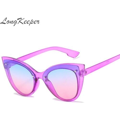 Brand Designer Sexy Cat Eye Sunglasses Women Vintage Gradient Lens Sun Glasses Purple Leopard Shades Gafas De Sol Mujer UV400