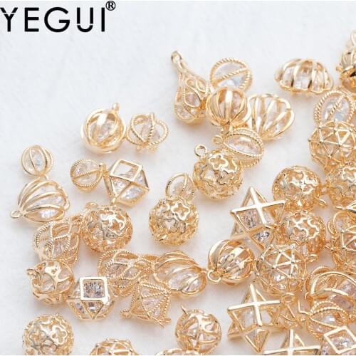 YEGUI M829,jewelry accessories,18k gold plated,0.3 microns,zircon pendants,hand made,diy earrings,jewelry making,10pcs/lot