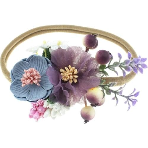 New 1PCS Flowers Berries Elastic Baby Girls Headband Newborn Children Nylon Headbands Photography Props Birthday Gifts