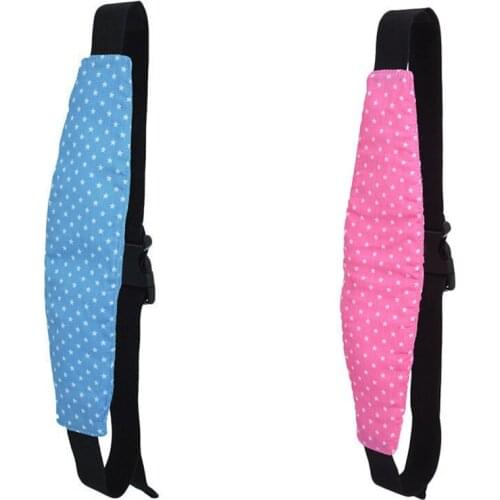 2Pcs Fixing Band Baby Kid Head Support Holder Star Print Sleeping Belt Car Seat Sleep Nap Holder Belt (Blue&PINK)