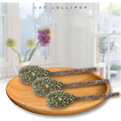 2pcs Cat Natural Catnip Lollipop Toys Pet Molar Teeth Interactive Kitten Chew Stick Training Playing Toy Kitten Funny Snacks