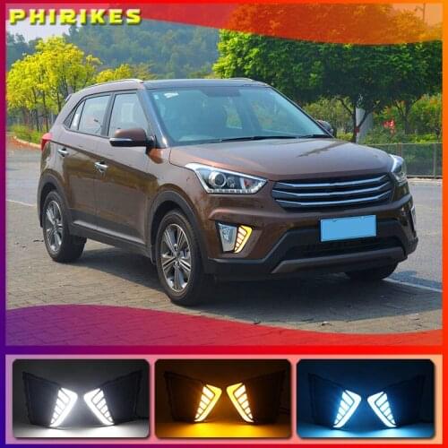 2pcs LED Daytime Running Light DRL Driving Fog Lamp Fog light Cover With Function Relay For Hyundai IX25 Creta 2015 2016 Front