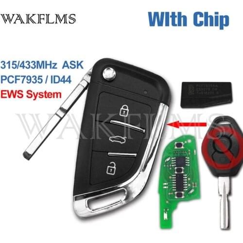 3 Button 433MHz 315MHz ID44 PCF7935 Upgraded DIY Car Remote Key For BMW EWS X3 X5 330 325 525 Series Keyless Entry Transmitter
