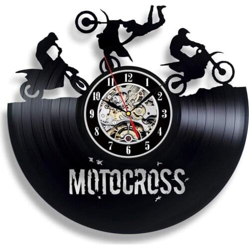 Motorcycle Accessories Vinyl Record Wall Clock Modern Design Motorcycle Wall Clock Man Cave Decoration Gift for Motorcycle Lover