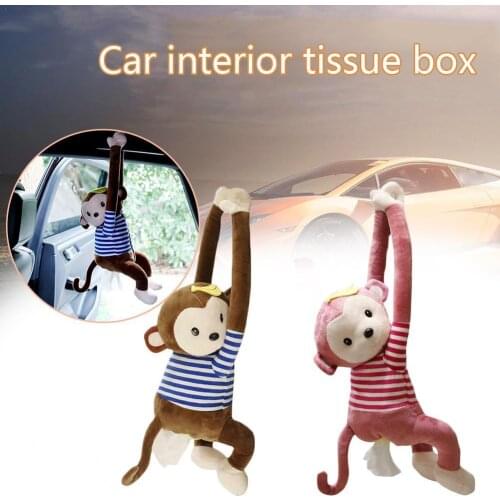 Car Interior Car Tissue Box Creative Cartoon Pipi Monkey Plush Tissue Pumping Car With Household Hanging Monkey Tissue Pumping