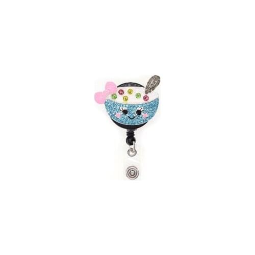 Free shipping Rhinestone ID Retractable badge with clip holder