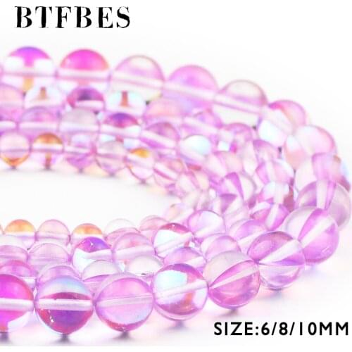 BTFBES Purple Synthetic Flash Stone Natural Labradorite Stone Beads 6 8 10mm Round Loose Beads for Jewelry Bracelet Making DIY