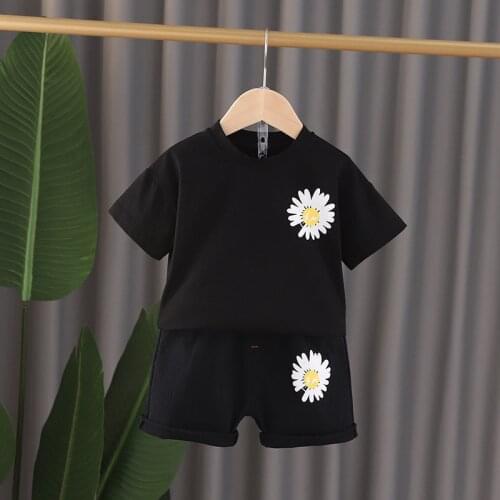 Summer Baby Boy Girl Clothes Children Cartoon flowers T Shirt Shorts 2pcs/set Infant Cotton Causal Kids Fashion Sport Suit sets