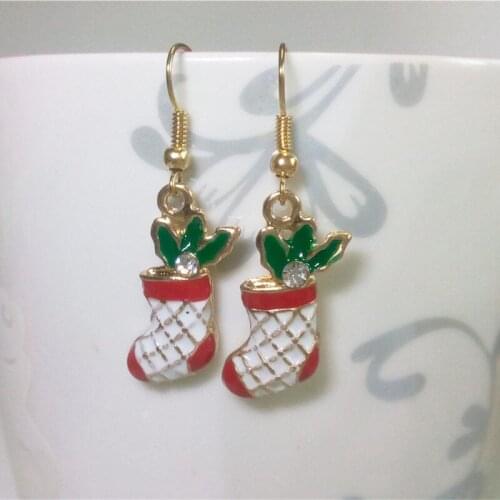 Hot Sale Christmas Boots Drop Earrings Shinning Rhinestone Dangle Earrings Wholesale Jewelry Accessories for Women Gift