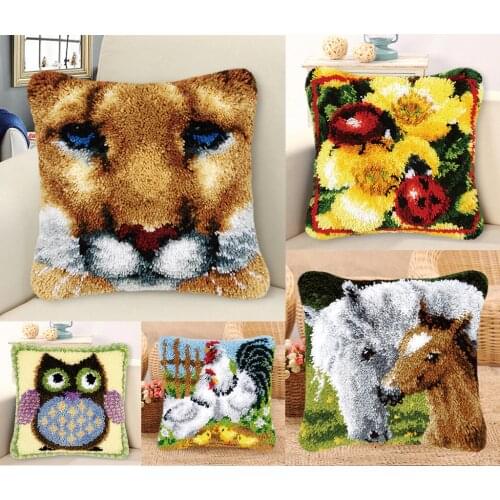 Latch Hook Rug kit - DIY Pillowcase Making Package , 7 Animals