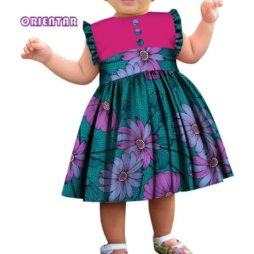 Fashion African Style Clothes Kids Girl Dashiki Print Summer Sleeveless Dress Robe Africaine African Dresses for Kids WYT626