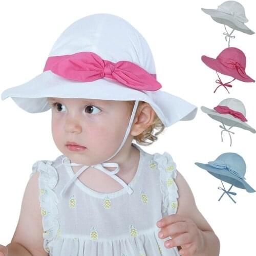 Summer Baby Sun Hat Baby Girls Bucket Caps Infant UV Protection Hats Wide Brim Breathable Cap Fit for Kids of 1 to 2 Years Old