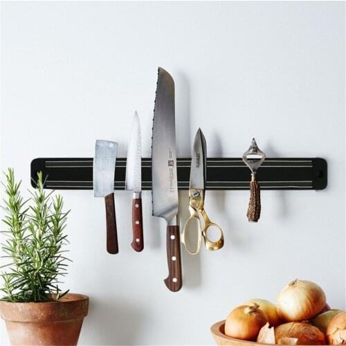 Wall Mounted Black Magnetic Ferromagnetic Knife Holder Kitchen Tool Appliances Stainless Steel Knife Magnetic Knife Holder