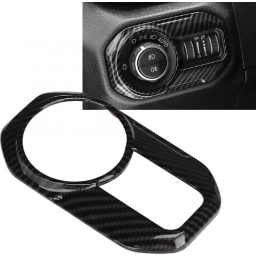 Headlight Switch Trim Front Light On/Off Button Frame Cover Fits for Jeep Wrangler JL 2018+ ABS Carbon Fiber Texture