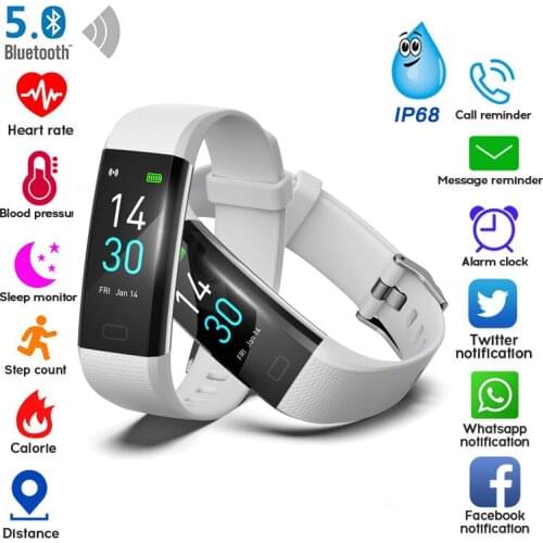 2021 New Smart Band Men IP68 Waterproof Sport Fitness Measure Heart Rate Blood Pressure Blood Oxygen Temperature Sports Bracelet