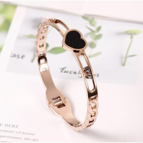 New Arrival 316L Stainless Steel Rose Gold Bracelet for women crystals Bangle best Gift Fashion Jewelry