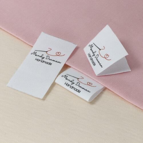 Custom Sewing label, Fold, Custom Clothing Labels - Fabric Name Tags, Logo or Text, Cotton Ribbon, Custom Design (FR077)