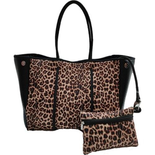 Leopard print Luxurious diving fabric Neoprene breathable bag shoulder large-capacity brand Casual Tote bag Top-Handle Bags
