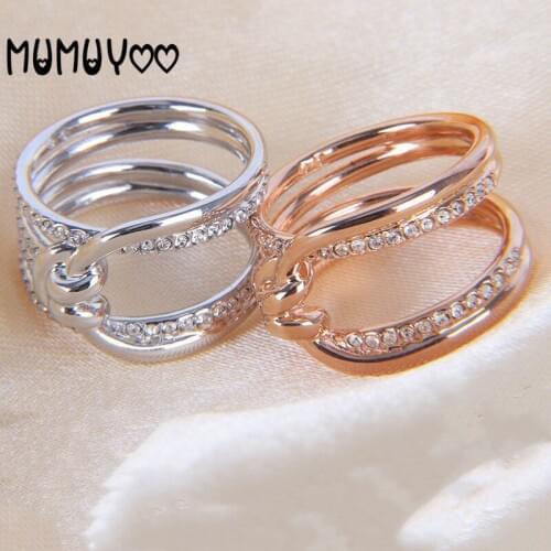 High quality S925 sterling silver charm fashion knotted crystal bow knot ring, twisted ring female
