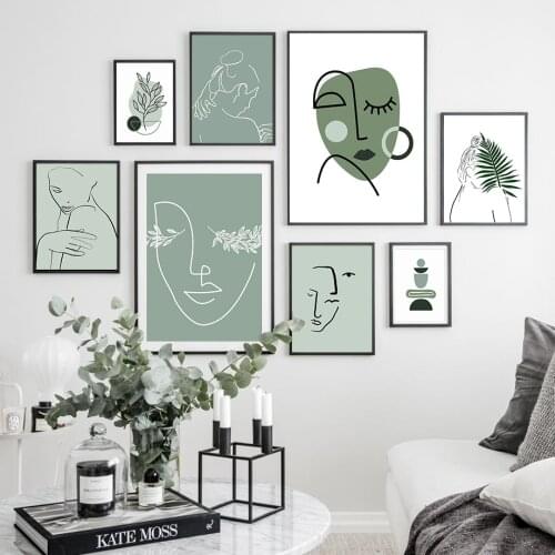 Nordic Abstract Geometric Girl Curve Minimalist Wall Art Canvas Print Painting Poster Picture Wall for Living Room Home Decor