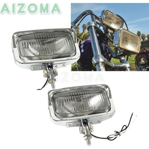 1 Pair Motorcycles Vintage Dual Headlights Custom 55w Twin Square Headlamp For Harley Chopper Cafe Racer Bobber Sportster Lights
