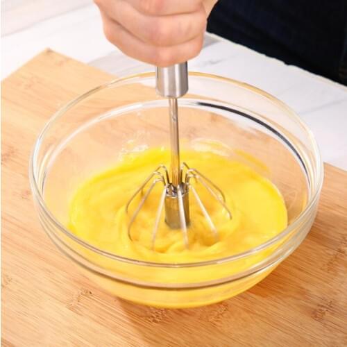 Rotating Egg Whisk Milk Frother Egg Yolk White Mixer Blender Stainless Steel Tool For Health LX5068