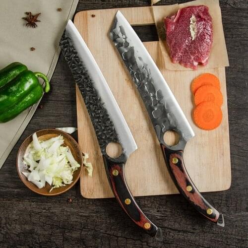 XYj Meat Slicing Knife Professional Chef Knives Hammered Stainless Steel Cleaver Kitchen Knife Full Tang Fillet Steak Cutter