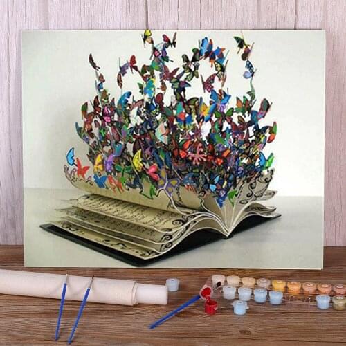 Animal Butterfly Flower DIY Paint By Numbers Set Oil Paints 40*50 Canvas Pictures Wall Decoration For Kids For Handicraft