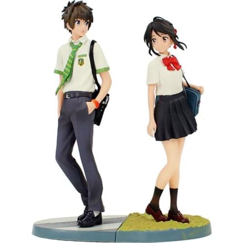 1Pc 22cm Anime Your Name Tachibana Taki Miyamizu Mitsuha Wear School Uniform Couples Action Figure PVC Model Toys Brinquedos