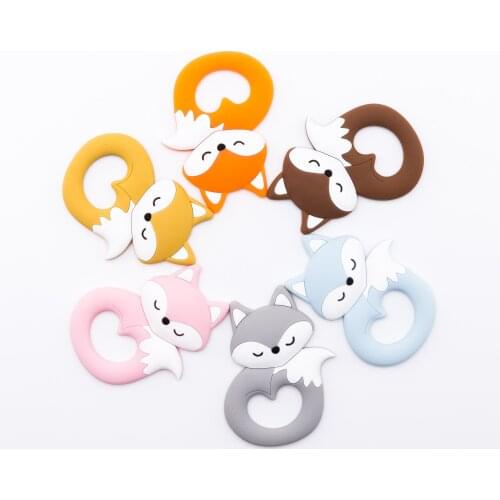 1pc Baby Silicone Teether Rodent Silicone Animal Fox Pacifier Teeth Pendant BPA Free Silicone Beads Chew Biter Children Toys