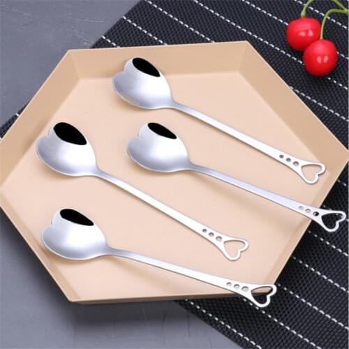10Pcs Stainless Steel Heart Shape Coffee Spoons Kitchen Accessories Sugar Stirring Spoons Dessert Dinnerware Wedding Gift Favor