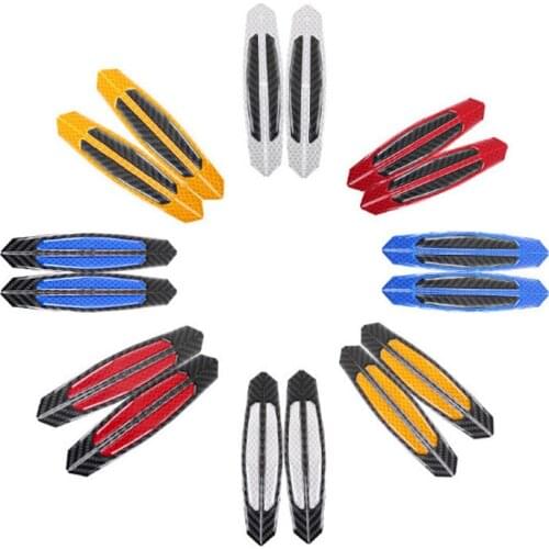 10packs Car Reflective Strip Door Warning Reflector Carbon Fiber Universal Luminous Stickers Night Protector