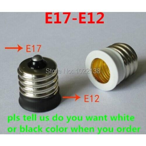 100pcs/lot E17 to E12 LED Socket Adapter Edison screw Lamp Holder bulb base E17-E12 hanging chandelier lamp base converter