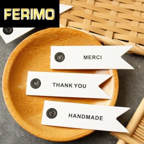 100pcs Thank You White Paper Tags DIY Wedding Gift Tags Card Merci Handmade Craft Paper Tag Label Birthday Party Gift Wrapping