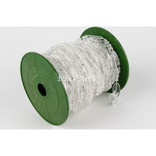 20M 65FOOT 1 Roll 20mm Acrylic Chandelier Clear Crystal Bead Garland Chain Party Wedding Center Candle Decoration Crafting DIY