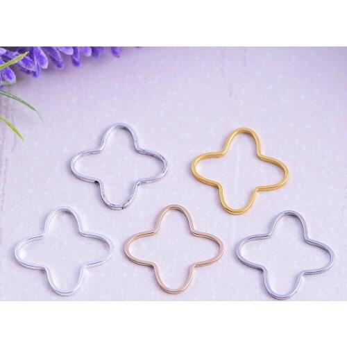 20pcs ZHU RU 10*8mm High Quality Four plum-shaped flower copper tube rings DIY costume jewelry Findings Hair Ornaments