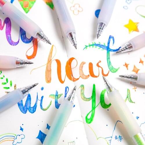 5 Pcs Creative Color Press Gel Pen Dreamy Flash Pen Gradient Color DIY Handbook Decoration 0.5mm Neutral Marker Pen